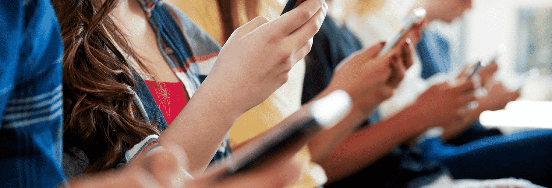 students on phones