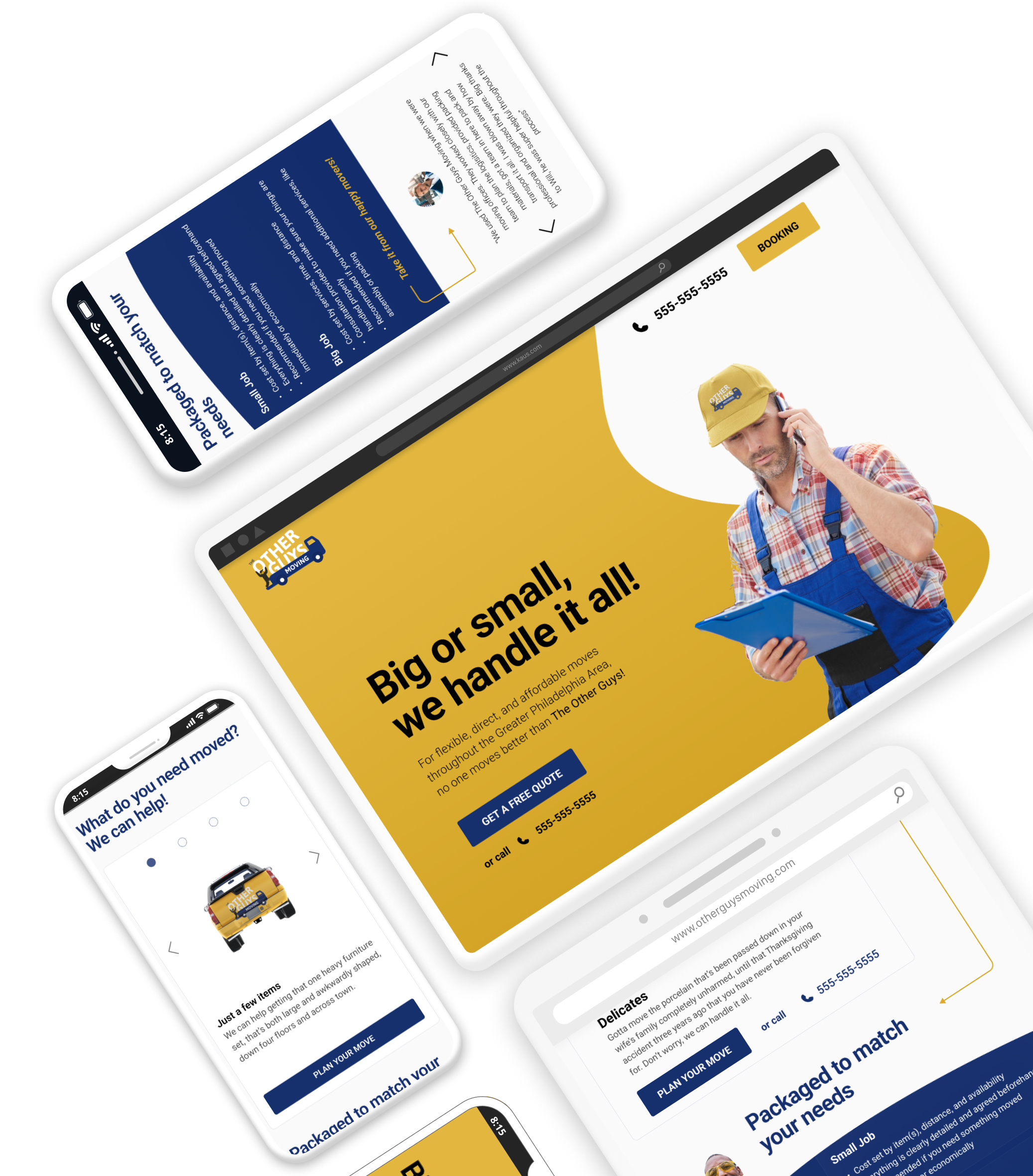 Project image for "Attracting customers to a new business" showing multiple screens from the home page in different sizes.