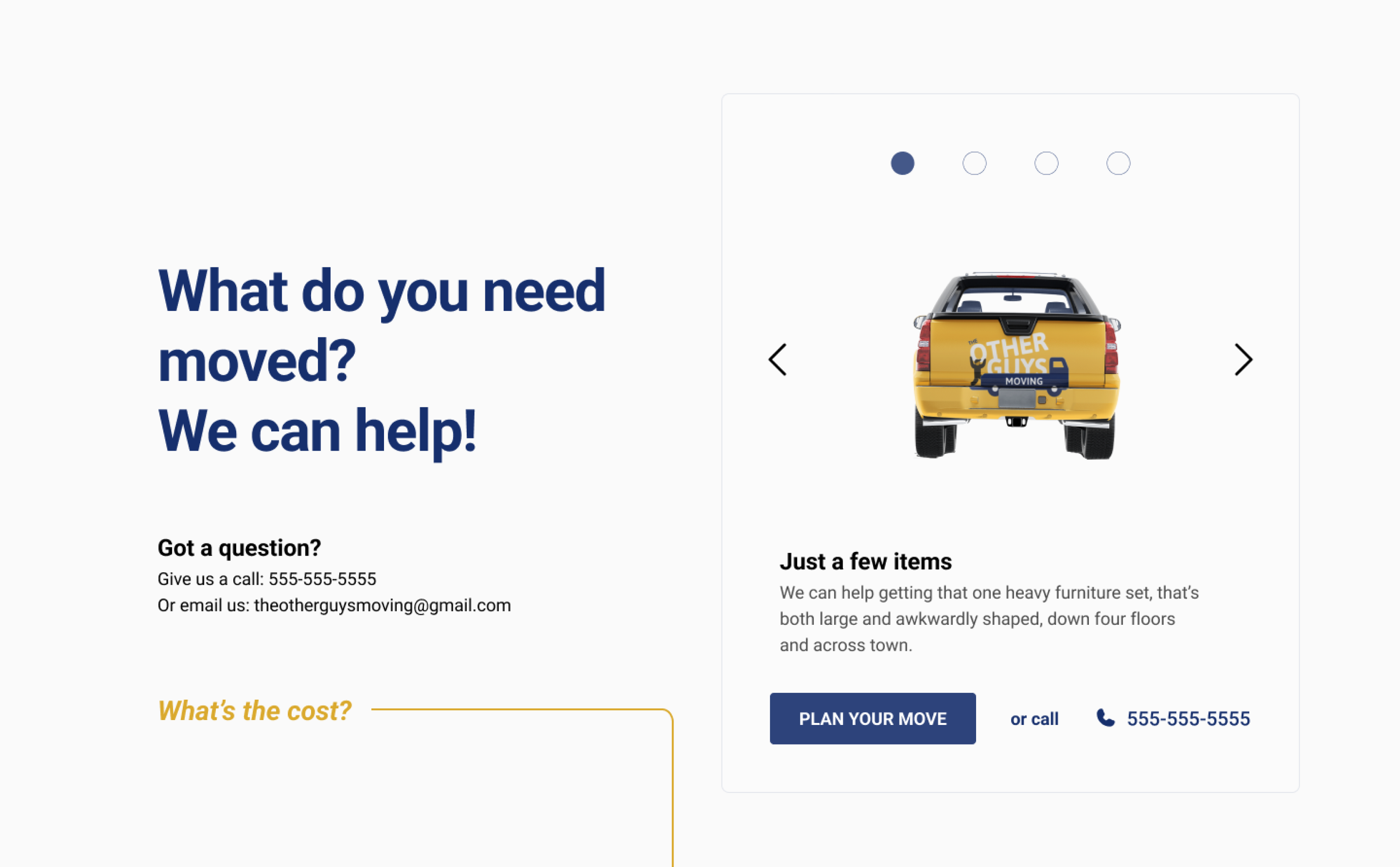 Home page - various needs section