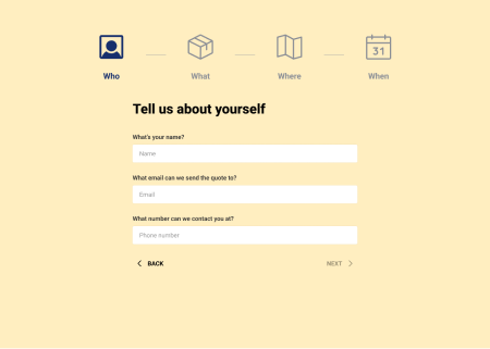 booking flow - step 1