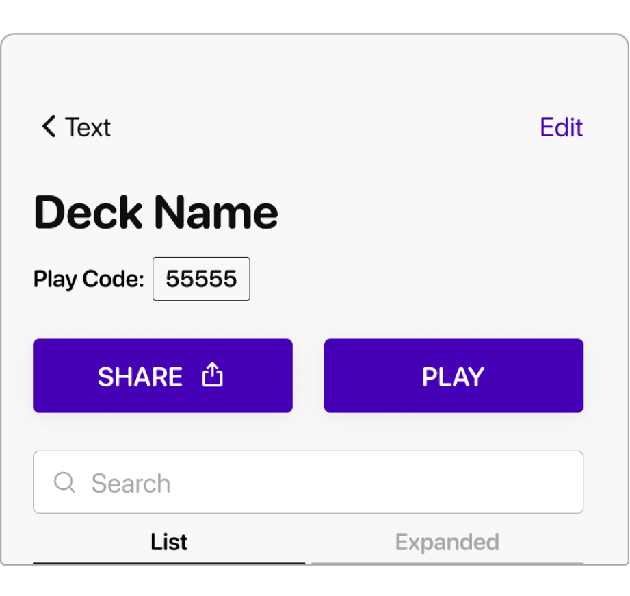 First draft - deck page, top panel