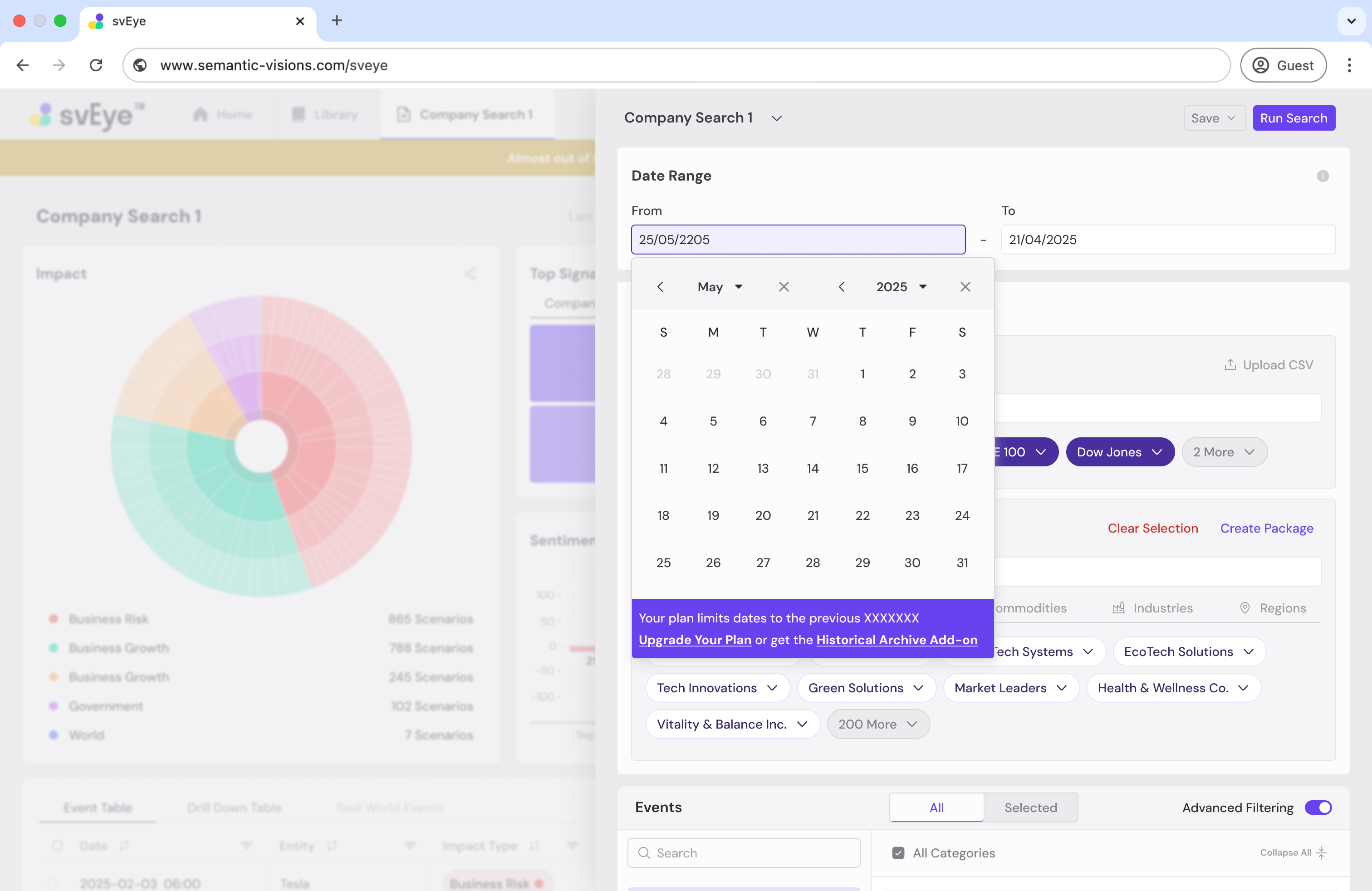 Date restriction nudge within calendar sidepeek